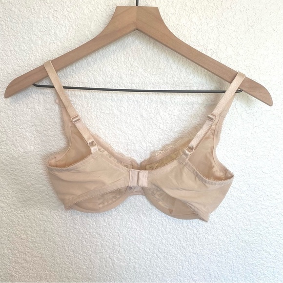 Wacoal Semi Sheer Cream Floral Lace Beige Tan Cream Bra Lightweight Size: 32DDD - Picture 8 of 11